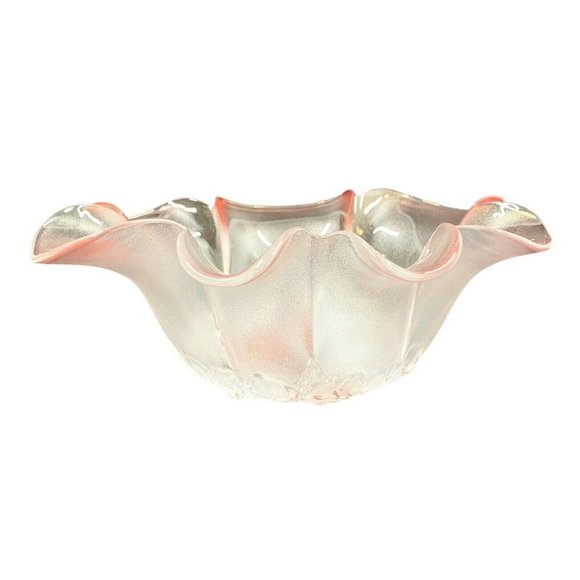 Vintage Mikasa Rosella 11" Glass Pink Floral Embos - Picture 2 of 10